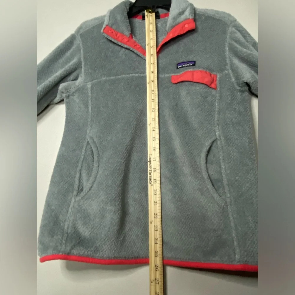 Patagonia Re Tool Snap T Fleece Pullover women medium grey pink accent warm cozy - Picture 8 of 8